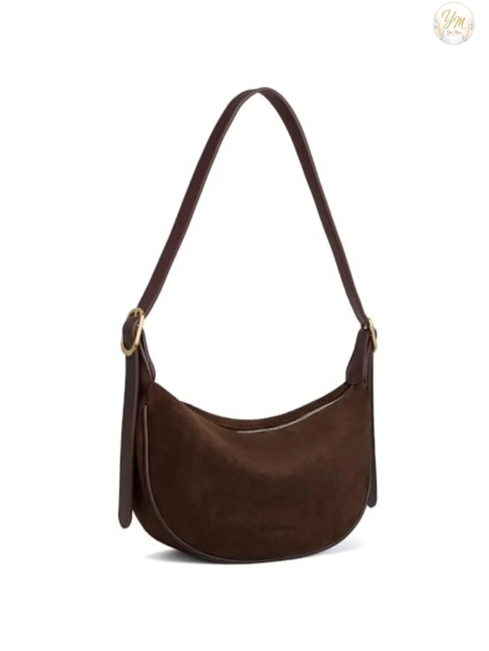 Vegan Leather Crescent Crossbody Hobo Bag with Adjustable Strap